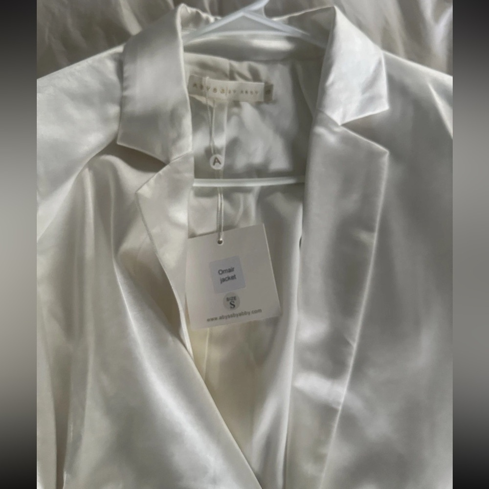 Abyss by Abbey Omair White Women's Jacket Small Pantsuit Medium $490 - Picture 11 of 11
